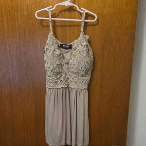 Women's Tan Lace Tank